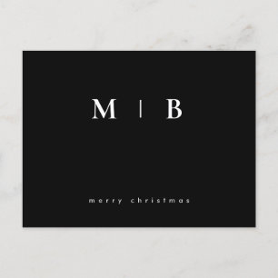 Enkel liten svart jul i Monogram Vykort