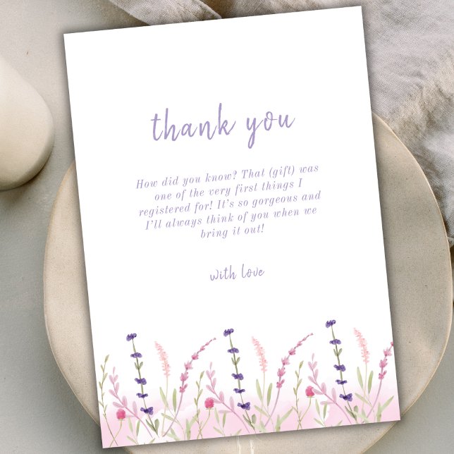 Enkel liten Wildblomma Garden Baby Shower Tack Kort (Simple Little Wildflower Garden Baby Shower Thank You Card)