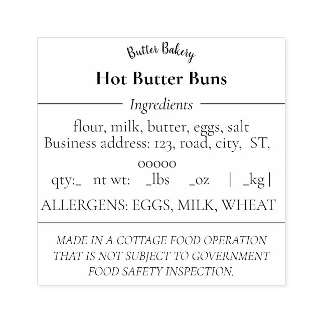 Enkel livsmedelslagstiftning Rubber Frimärke Stämpel (Tryck)