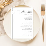 Enkel livsmedelsmeny Elegant bröllop Bröllop Meny<br><div class="desc">Det här eleganta, enkla bröllop-menykortet med en sofistikerad svart- och vit design anger tonen för en krävande matupplevelse. Varje gång, från starten av kryddskiktscocktail till den dekadenta bananfosterstarten, är det detaljerat i en ren, modern typografi som återspeglar parets smak och stil. Den här menyn passar perfekt för middagsmottagningar eller repetitionsmiddagar...</div>