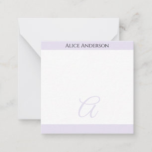 Enkel Ljus Lavendel Chic Pastell Monogram Mini Anteckningskort