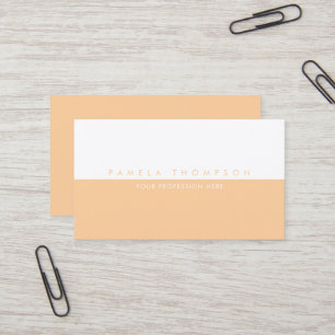 Enkel ljus-persika och vit, minimalistisk elegant visitkort