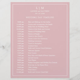 Enkel Ljus rosa Monogram Bröllop-tidslinje