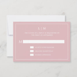 Enkel Ljus rosa Monogram Elegant bröllop OSA Kort