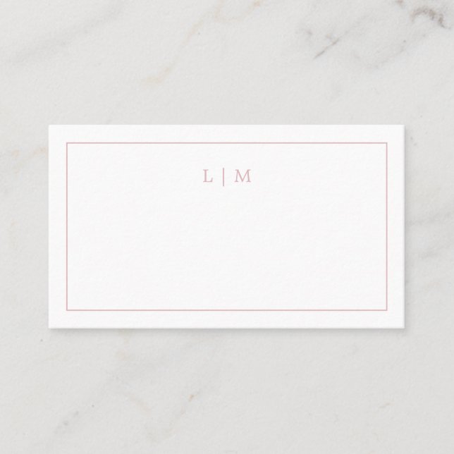 Enkel ljus rosa monogram elegant bröllop placeringskort (Framsida)