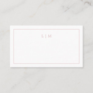 Enkel ljus rosa monogram elegant bröllop placeringskort