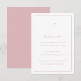 Enkel Ljus rosa Monogram Elegant bröllop Tilläggskort
