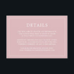 Enkel Ljus rosa Monogram Elegant bröllop Tilläggskort<br><div class="desc">Ett enkelt elegant i bröllop-höljet med en modern utformning med dina detaljer omgivna av ett tunt gräns. All text är vit över en dammig rosa i ro. Färgen typsnitt och bakgrunden kan ändras till valfritt färg genom att klicka på knappen "anpassa". En chic och snyggt som är underbar för ett...</div>
