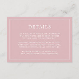 Enkel Ljus rosa Monogram Elegant bröllop Tilläggskort