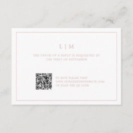 Enkel Ljus rosa monogram QR-kod Elegant bröllop OSA Kort