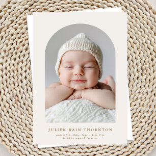 enkel ljusbåge anpassningsbar två foto baby födels meddelande