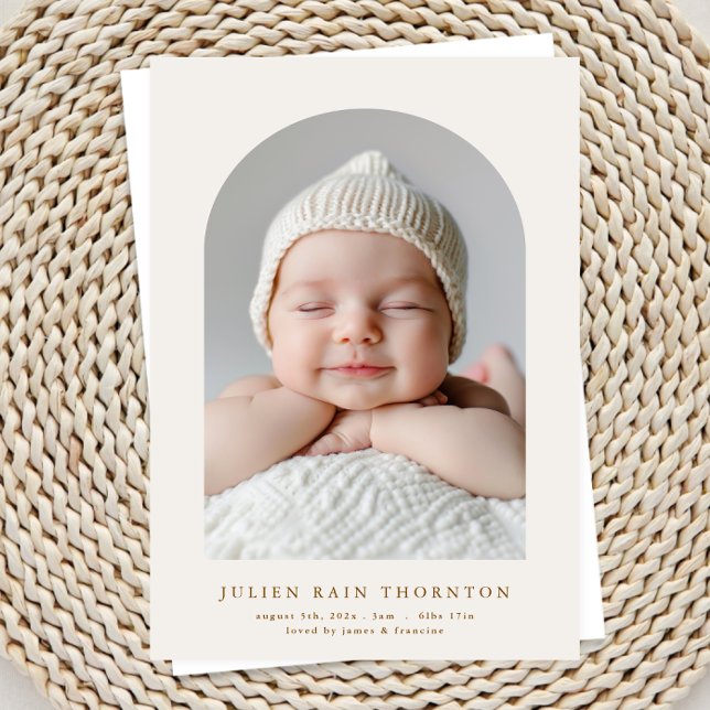 enkel ljusbåge anpassningsbar två foto baby födels meddelande (Skapare uppladdad)