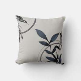 Enkel ljusblå Grått-Löv Kudde