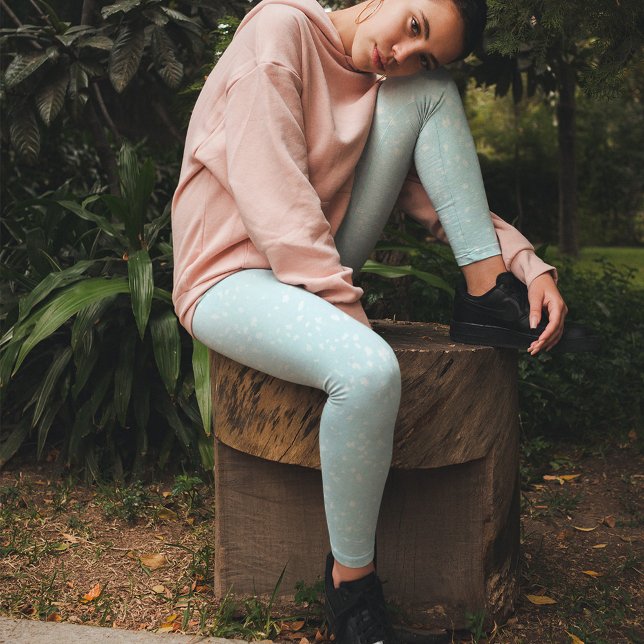 Enkel ljusblå Mönster Leggings (Simple blue-white speckles minimalist leggings. )