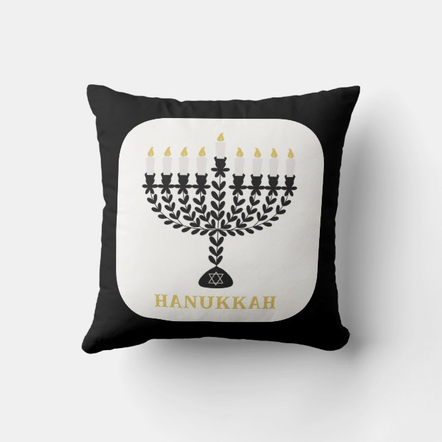 Enkel ljusfestival Menorah Hanukkah  Kudde (Baksida)