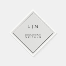 Enkel ljusgrå monogram Elegant bröllop Pappersservett