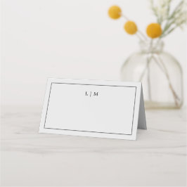 Enkel ljusgrå monogram Elegant bröllop Placeringskort