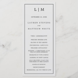 Enkel ljusgrå monogram Elegant bröllop Program
