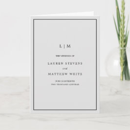 Enkel ljusgrå monogram Elegant bröllop Program