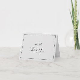 Enkel ljusgrå monogram Elegant bröllop Tack Kort