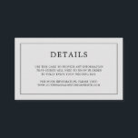Enkel Ljusgrå Monogram Elegant Bröllop Tilläggskort<br><div class="desc">Enkel liten inklusionskort för bröllop med en modern men ändå elegant design med dina detaljer omgivna av en tunn ram och din monogram på baksidan. Alla designelement är i svart på en ljusgrå bakgrund och kan ändras i designverktyget. En chic och stilren design som passar perfekt för ett minimalistiskt par....</div>