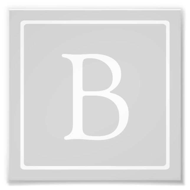 Enkel ljusgrå monogram fototryck (Framsidan)