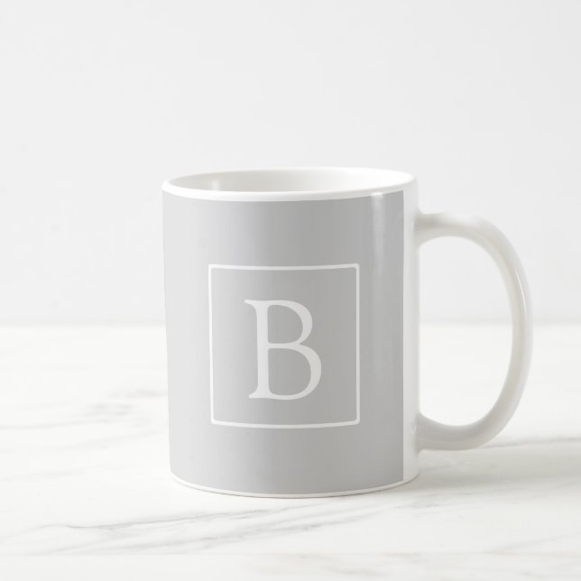 Enkel ljusgrå monogram kaffemugg (Höger)