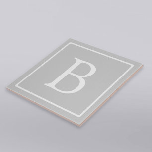 Enkel ljusgrå monogram kakelplatta