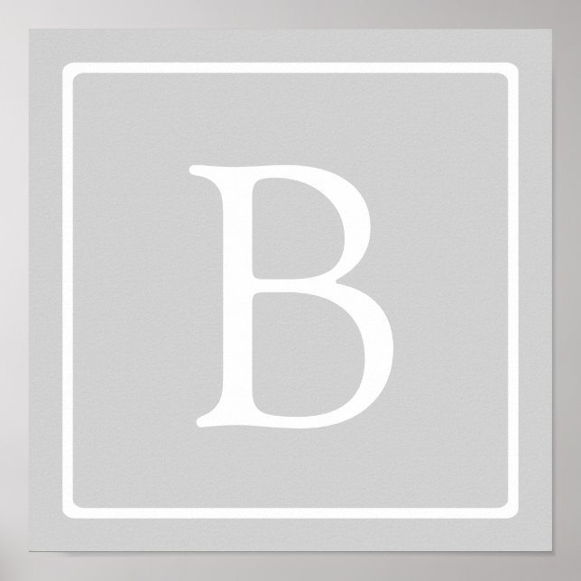 Enkel ljusgrå monogram poster (Framsidan)