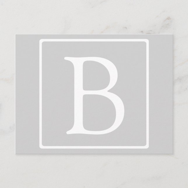 Enkel ljusgrå monogram vykort (Framsida)