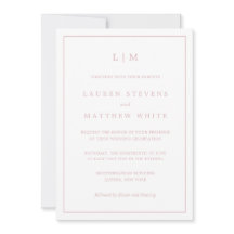 Enkel ljusrosa monogram Elegant bröllop