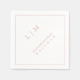 Enkel ljusrosa monogram Elegant bröllop Pappersservett