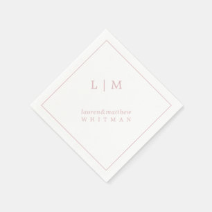 Enkel ljusrosa monogram Elegant bröllop Pappersservett