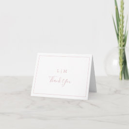Enkel ljusrosa monogram Elegant bröllop Tack Kort