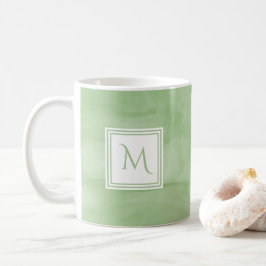 Enkel Ljust grönt, subtil, marble Modern Monogram Kaffemugg