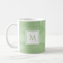 Enkel Ljust grönt, subtil, marble Modern Monogram Kaffemugg