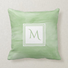 Enkel Ljust grönt, subtil, marble Modern Monogram Kudde
