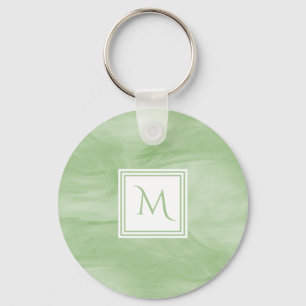 Enkel Ljust grönt, subtil, marble Modern Monogram Nyckelring
