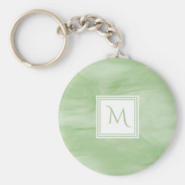 Enkel Ljust grönt, subtil, marble Modern Monogram Nyckelring