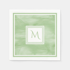 Enkel Ljust grönt, subtil, marble Modern Monogram Pappersservett