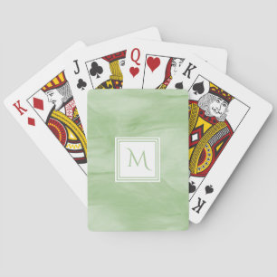 Enkel Ljust grönt, subtil, marble Modern Monogram Spelkort