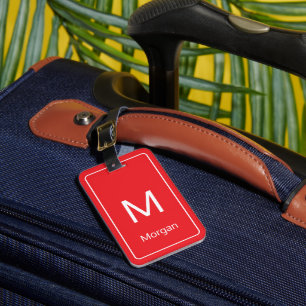 Enkel Ljusvit monogram och Namn-mall Bagagebricka
