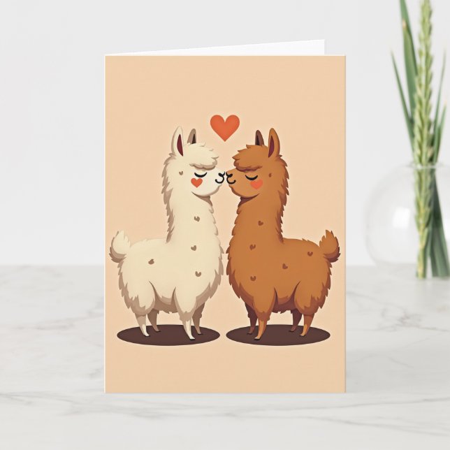 Enkel Llama Kärlek Puss Kort (Framsida)