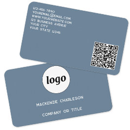 Enkel Logo och QR-kod Dammig Blågrå Visitkort