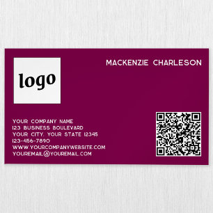 Enkel Logo och QR-kod Magenta Rosa Magnetiska Visitkort