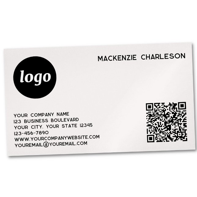 Enkel Logo och QR-kod Rosenskär Magnetiska Visitkort (Logo QR card with custom text blush pink magnet business card)