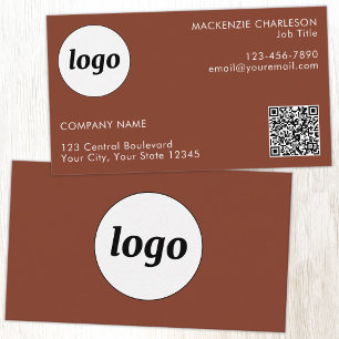 Enkel Logo och Text QR-kod Terracotta Visitkort