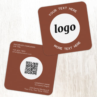 Enkel Logo och Text QR-kod Terrakotta Fyrkantigt Visitkort