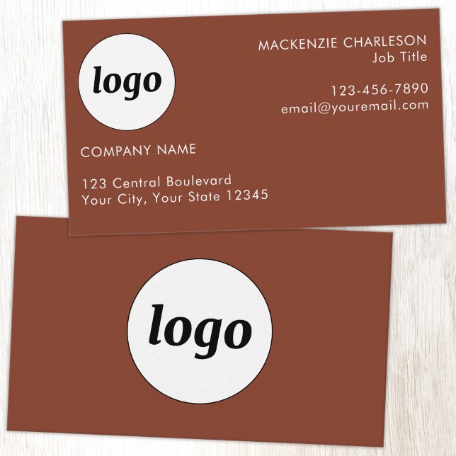 Enkel Logo och Text Terrakotta Visitkort (Simple logo custom text terracotta modern business card)
