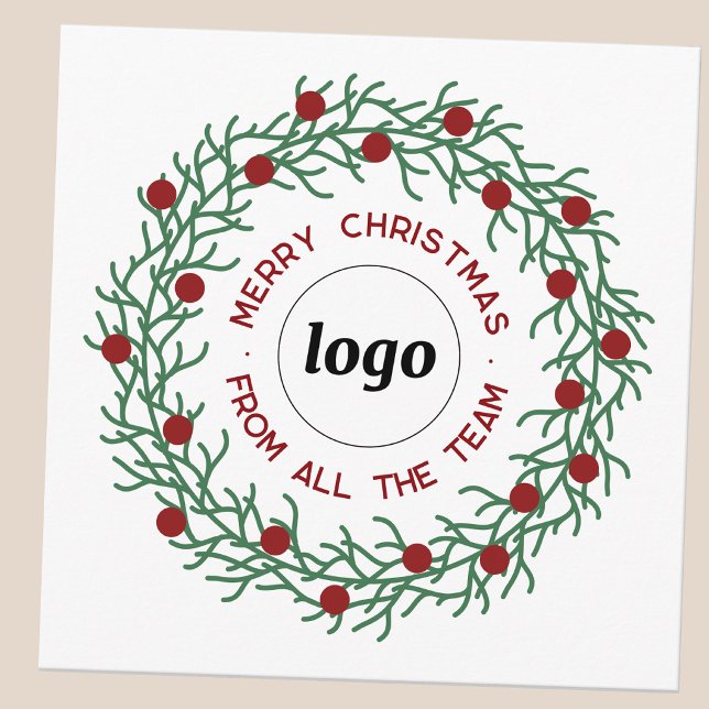 Enkel logotyp affärsrelaterad krans för marknadsfö julkort (Modern Christmas wreath logo business company holiday card)